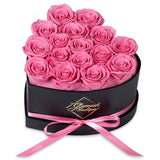 GLAMOUR BOUTIQUE 16 Flower Forever Heart Shape Box, Eternal Preserved Roses Gift for Her, Lasting Flowers, Romantic Floral Keepsake for Birthday, Anniversary or Valentine’s Day, Red (Color-Treated)