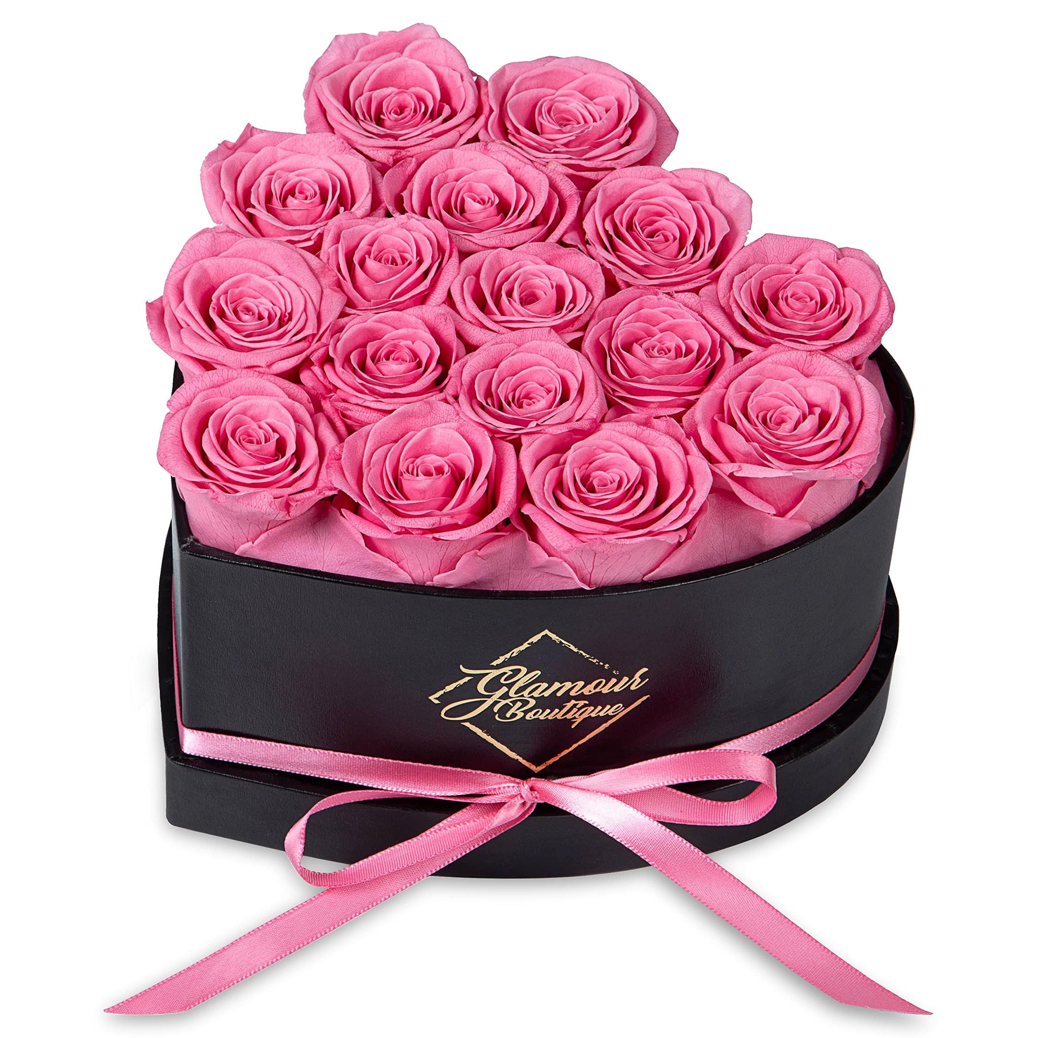 GLAMOUR BOUTIQUE 16 Flower Forever Heart Shape Box, Eternal Preserved Roses Gift for Her, Lasting Flowers, Romantic Floral Keepsake for Birthday, Anniversary or Valentine’s Day, Red (Color-Treated)
