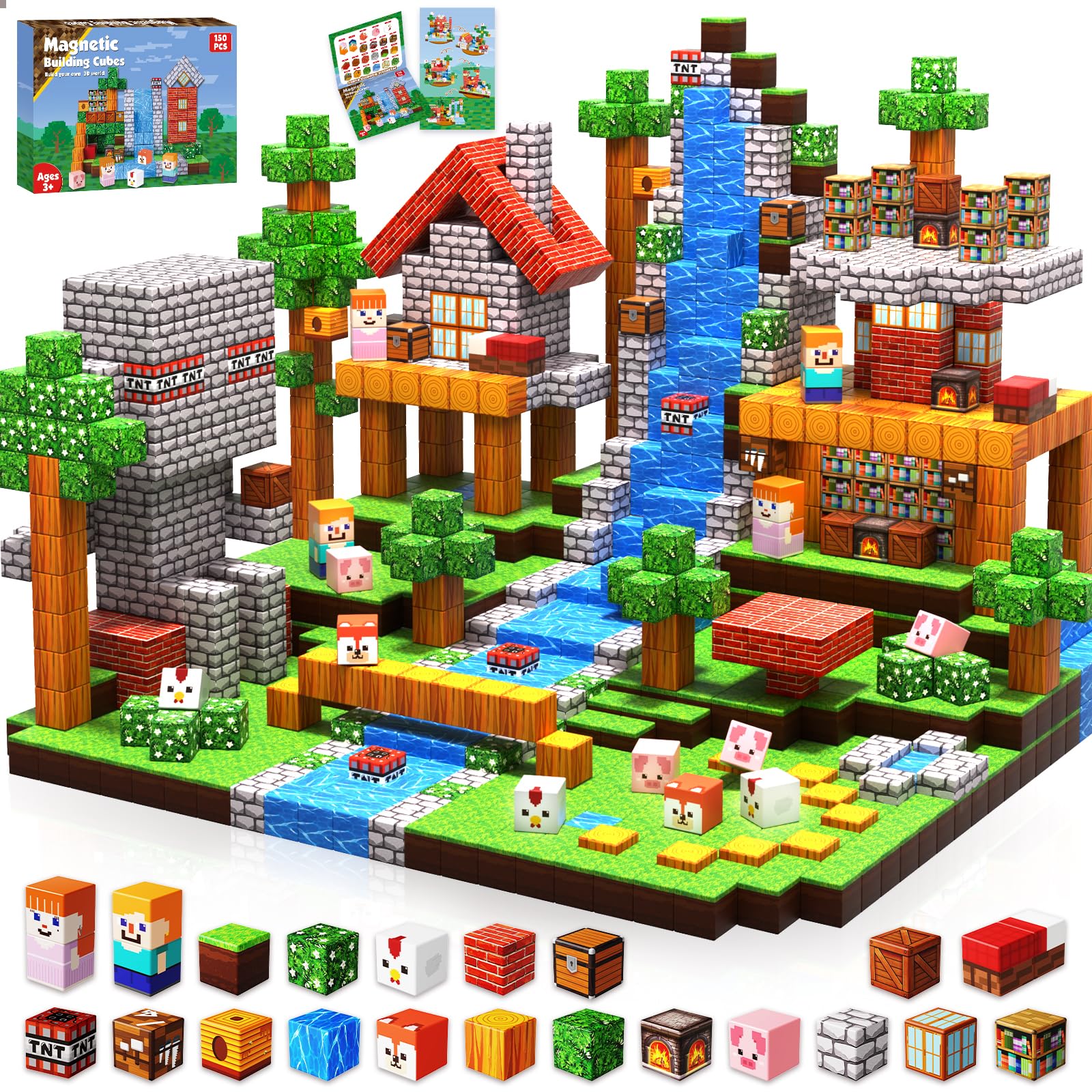Annexfun 300 PCS Magnetic Blocks - Magnetic Building Blocks, Stacking Magnets for Kids, Sensory Toy for STEM Montessori Sensory Toys for Kids 3+ Boys and Girls Easter Christmas Birthday Gifts