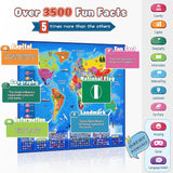 Bilingual Interactive World Map for Kids Learning and Educational Toys, Talking Electronic Kids World Map i-Poster Geography Games Ages 3 to 12 Years Old, Custom Talking Birthday Gifts Card
