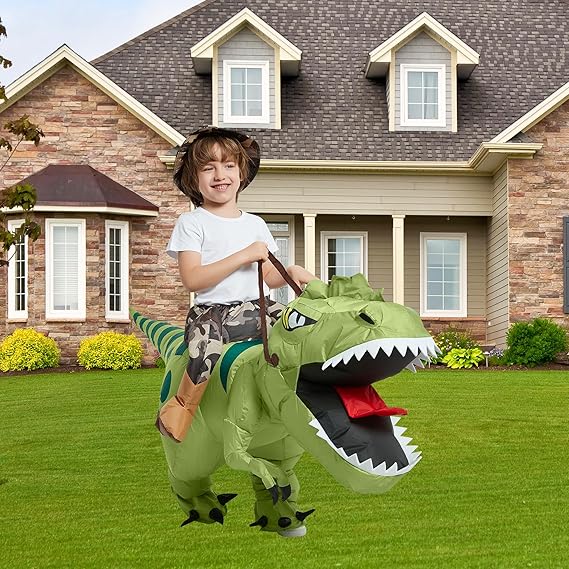 Inflatable Dinosaur Ride-On Set