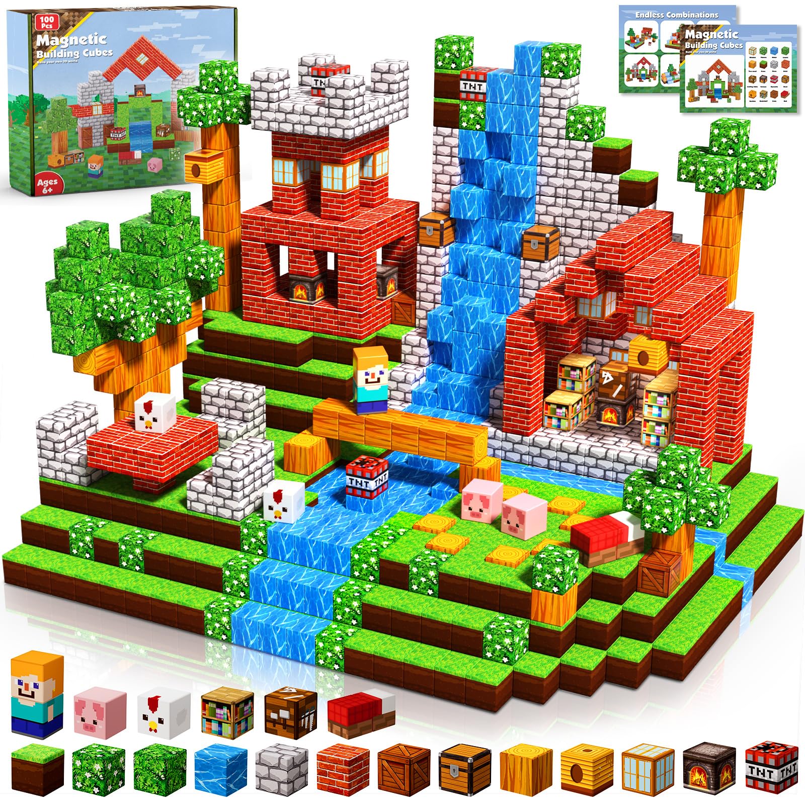 Annexfun 300 PCS Magnetic Blocks - Magnetic Building Blocks, Stacking Magnets for Kids, Sensory Toy for STEM Montessori Sensory Toys for Kids 3+ Boys and Girls Easter Christmas Birthday Gifts