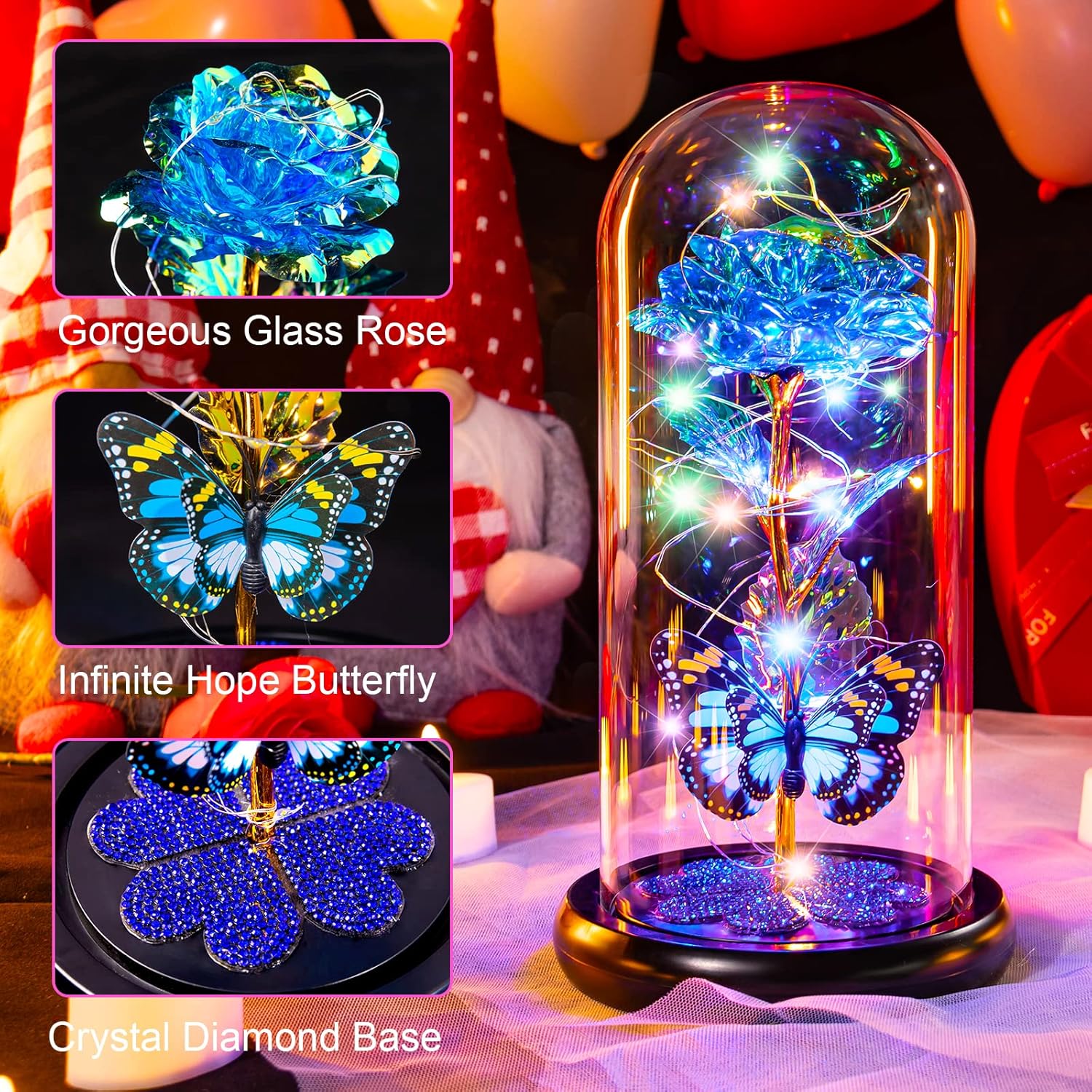 Galaxy Rose Glass Dome Gift