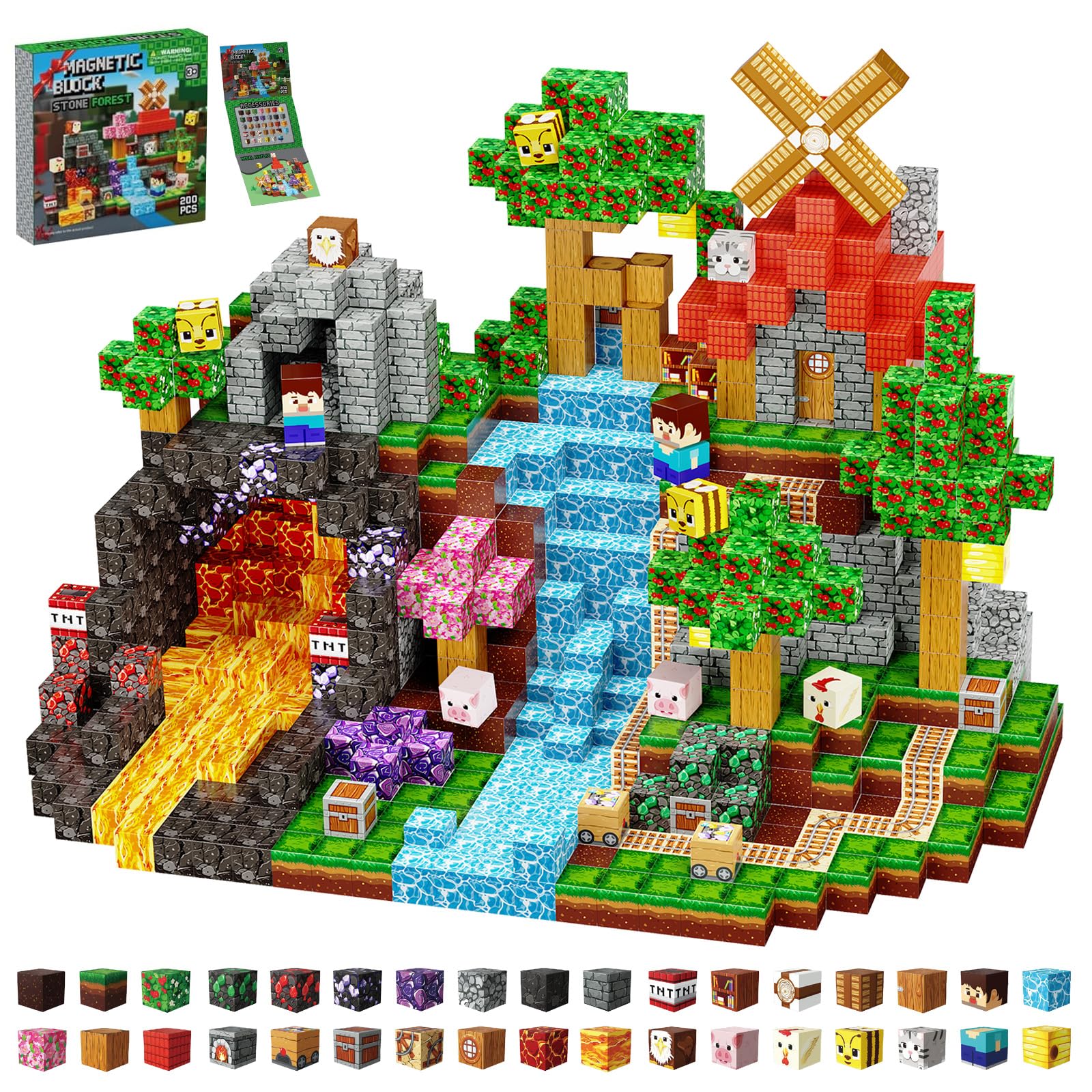 Magnetic Building Blocks 200PCS, STEM Toys Educational Magnet Cubes, Learning Sensory Toys for Kids Ages 4-12, Birthday Gifts for Boys & Girls