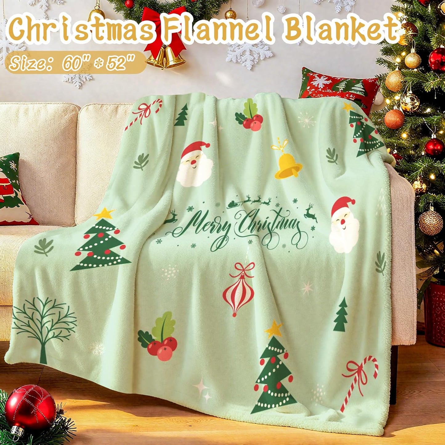 Christmas Basket Gifts for Women 2025, Unique Holiday Cheer Gift for Women with Flannel Blanket and Insulated Tumbler, Merry Christmas Basket Gift for Mom, Wife, Friend, Green