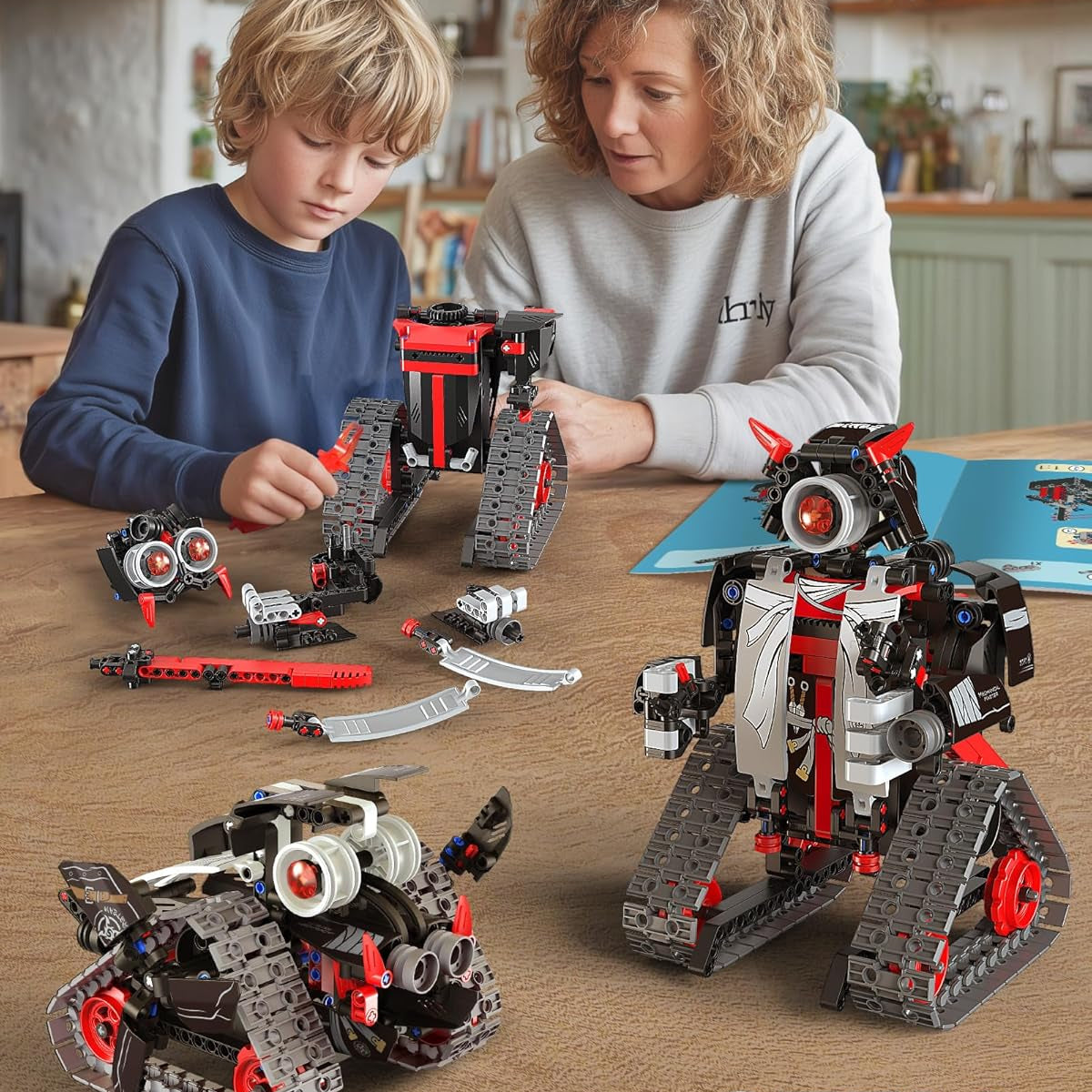 Opmind 5 in 1 STEM RC Robot Building Kit, APP & Remote Control Samurai/Ninja Blocks 443 Pcs, Erector Set RC Toy for Kids, DIY Build Science Educational Gift for Age 6 7 8 9 10 11 12+ Boys & Girls