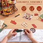 ROKR 3D Puzzle for Adults Christmas Dream Gift Factory Wooden Model Kit Luminous Factory DIY Dollhouse Kit Building with Music, Lights and 5 Elves for Adults