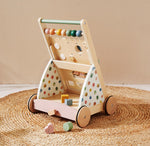 Tiny Land Wooden Baby Walker with Adjustable Speed, Montessori Activity Push Walker Toy for Toddlers, Baby Gift Parents Love for Boys & Girls(Morandi)