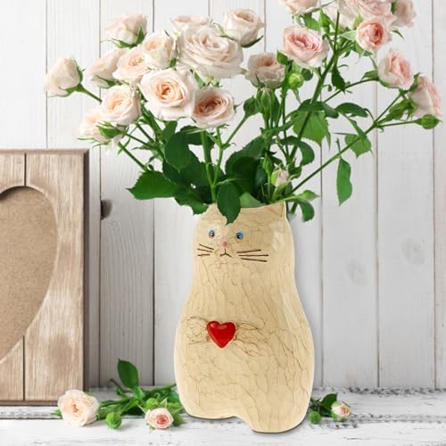 Handmade Wooden Cat Vase