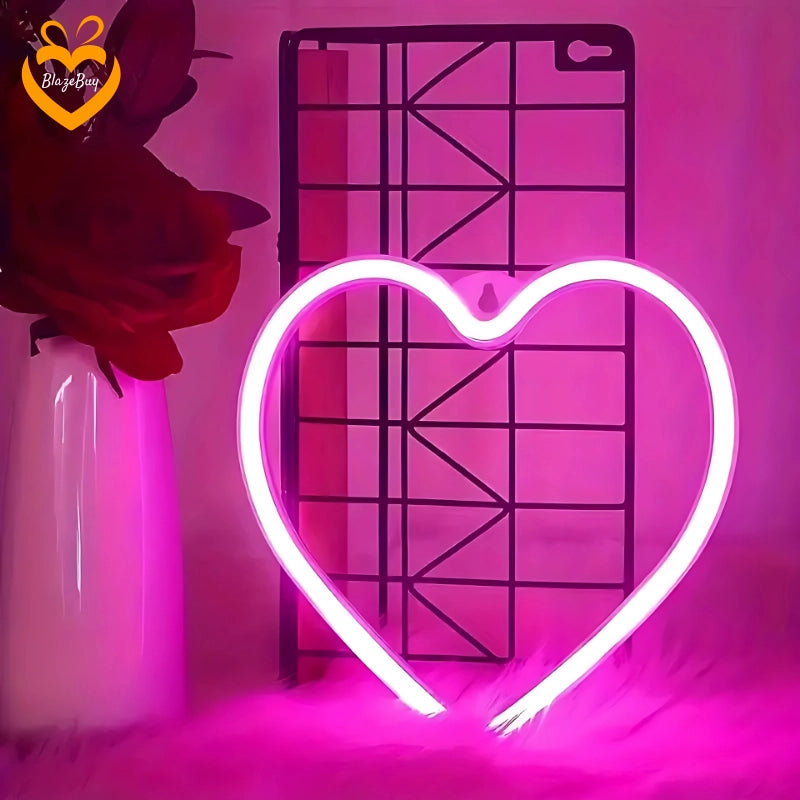 Pink Heart Neon Light