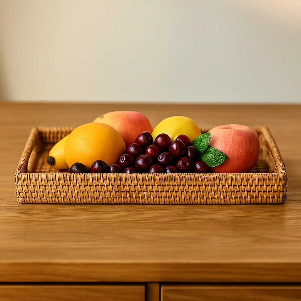 Hand-Woven Rattan Serving Tray