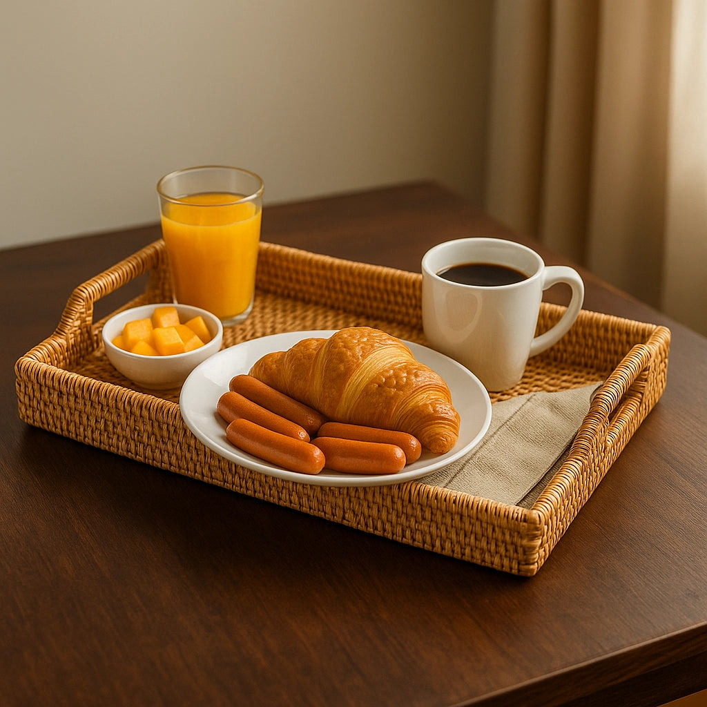 Hand-Woven Rattan Serving Tray