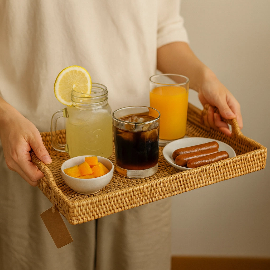 Hand-Woven Rattan Serving Tray