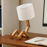 Wooden Robot Table Lamp