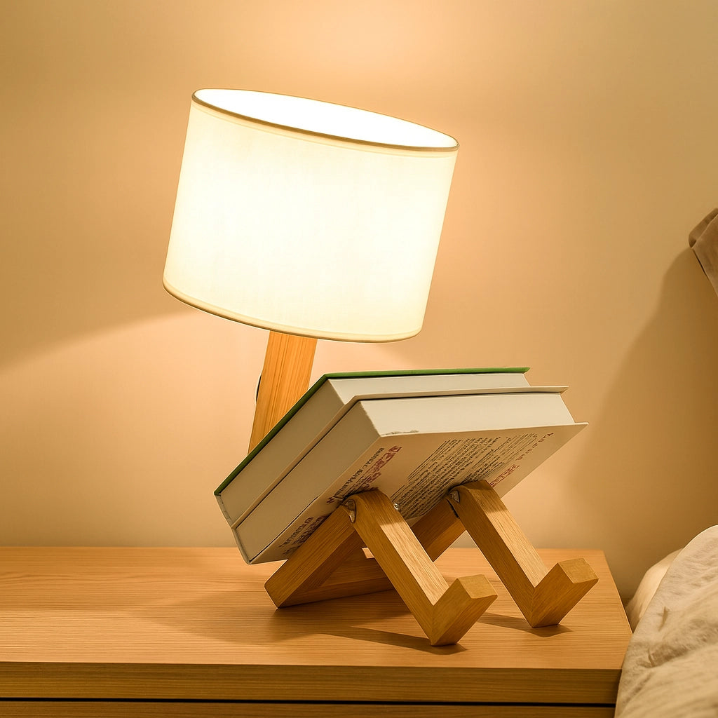 Wooden Robot Table Lamp