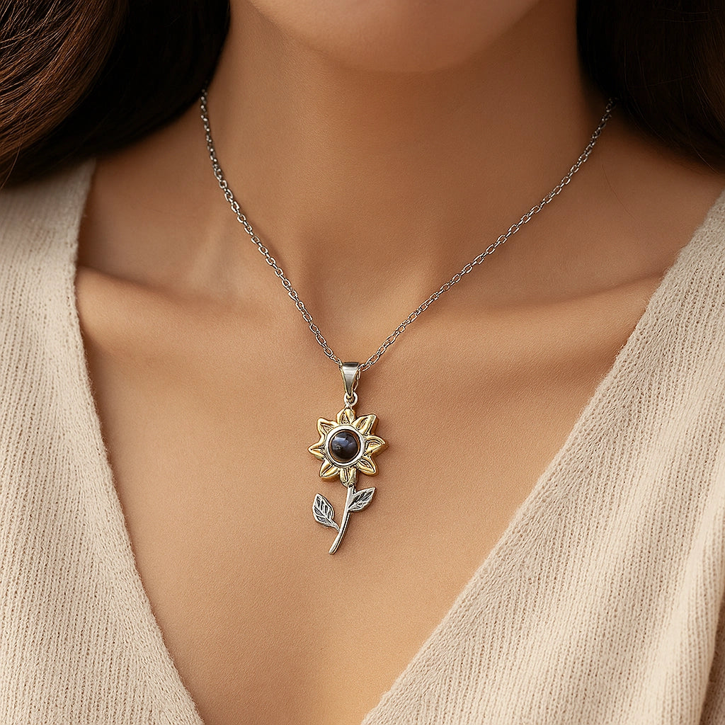 I Love You Sunflower Necklace