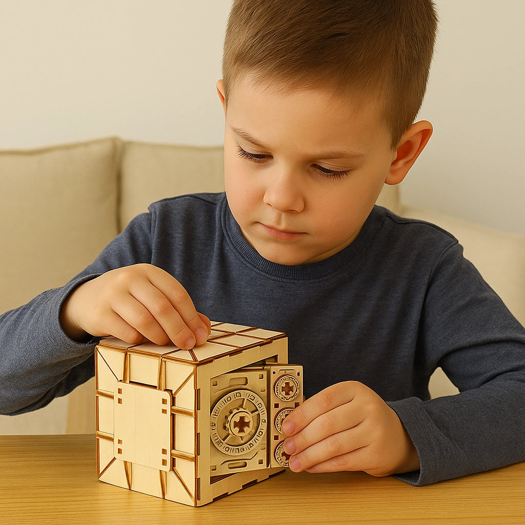3D Wooden Safe Puzzle Bank