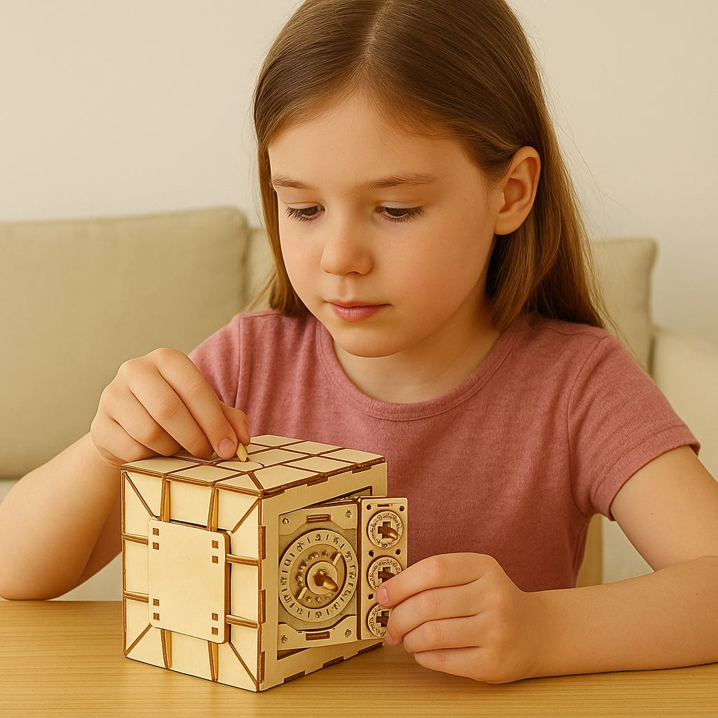 3D Wooden Safe Puzzle Bank