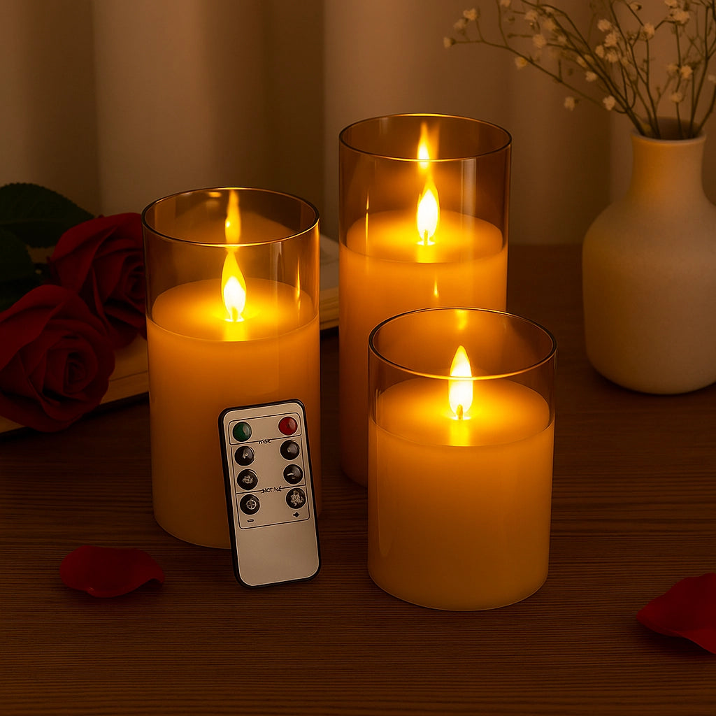Glass Glow Candle Set