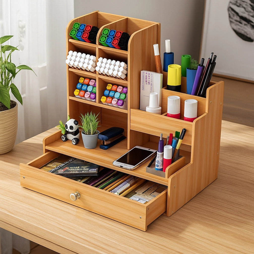Wooden Desk Organizer Set