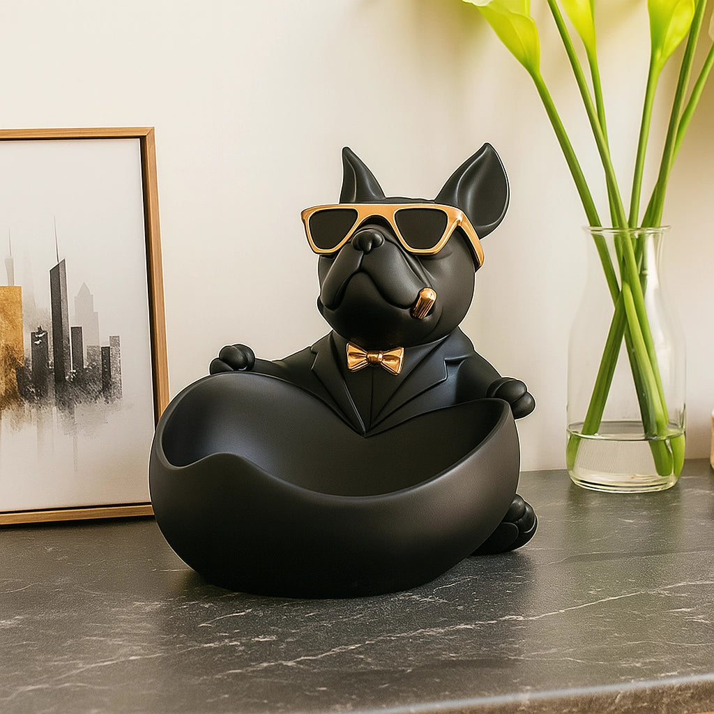 French Bulldog Bowl Sculpture Set