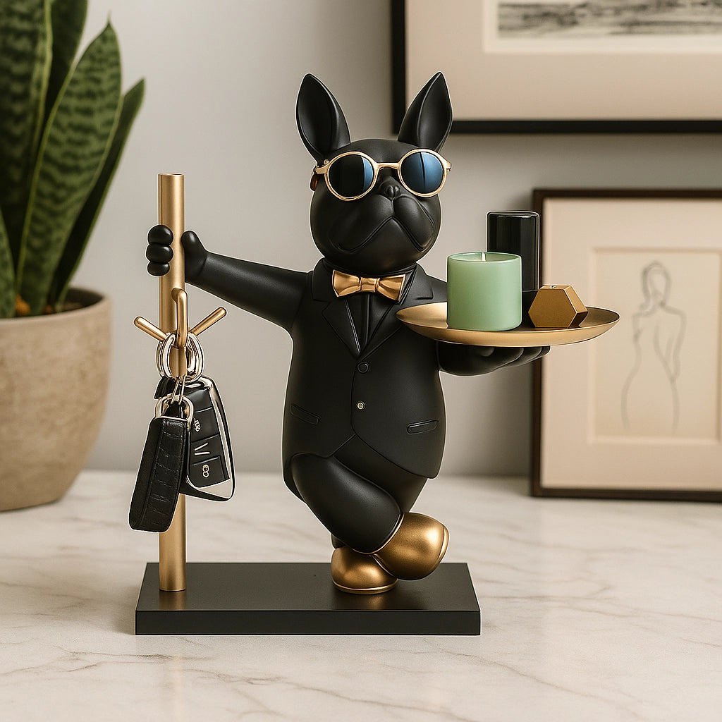 Bulldog Decorative Tray Statue