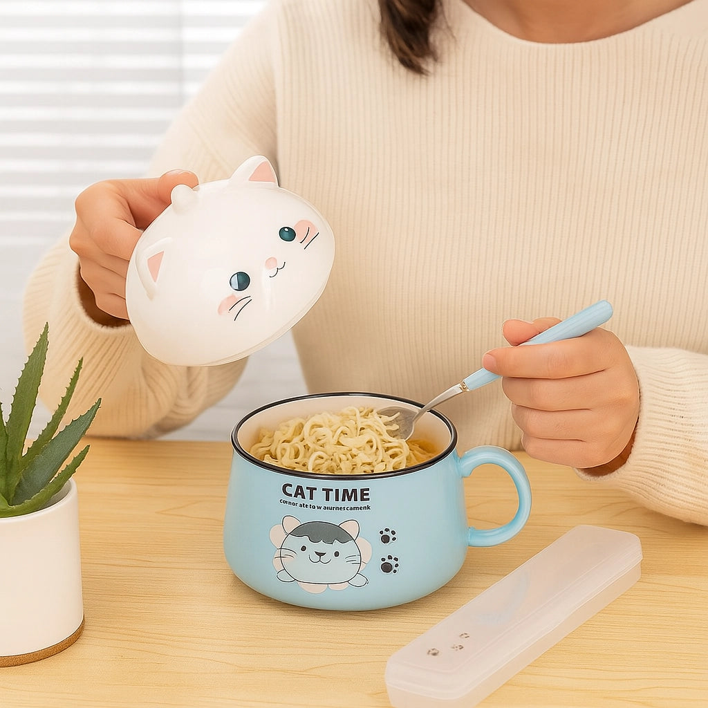 Cute Cat Ramen Bowl Set