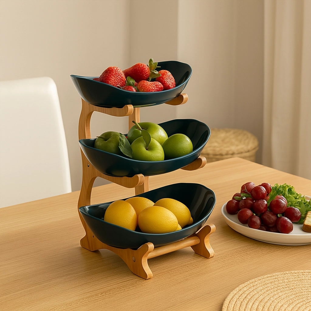 Three-Tier Ceramic Fruit Bowl