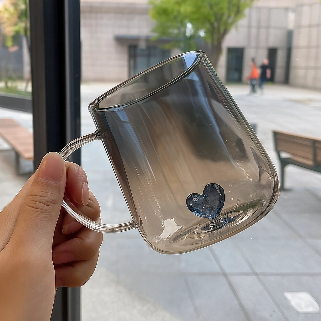 3D Heart Design Glass Cup
