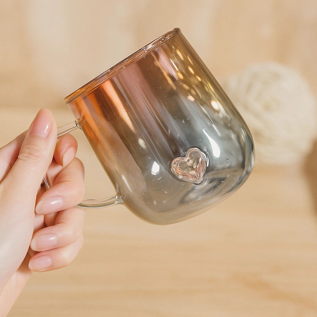 3D Heart Design Glass Cup