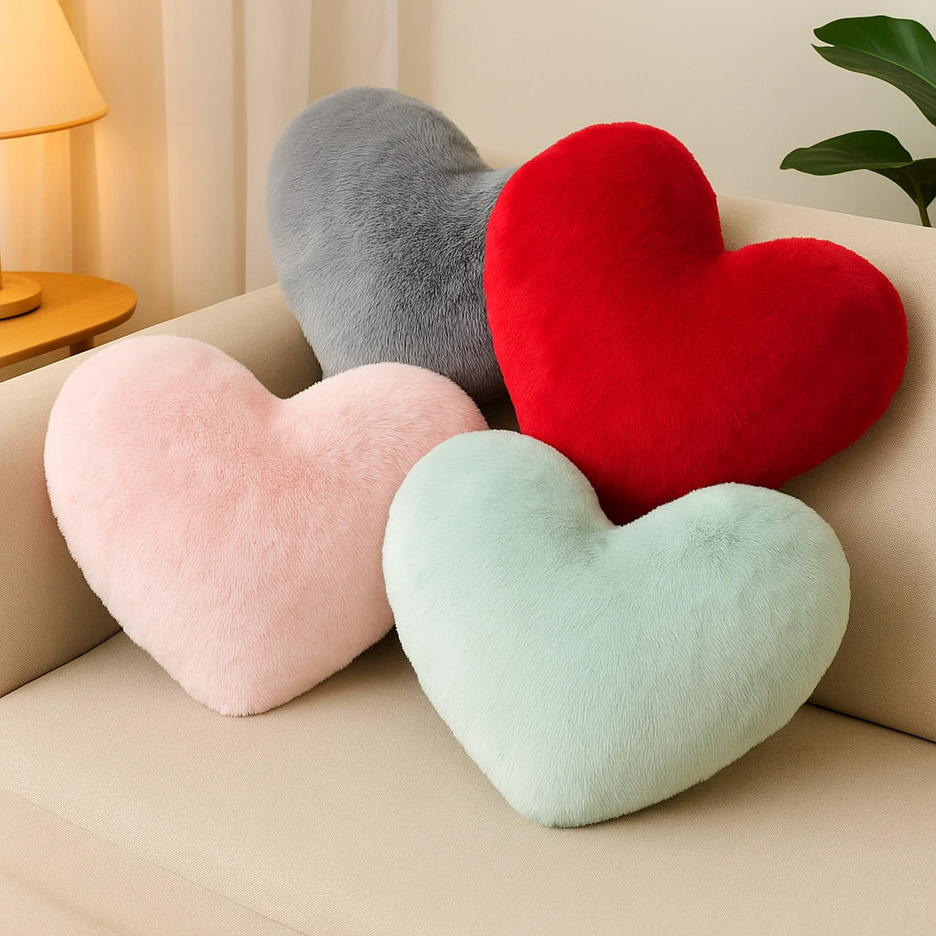 Heart-Shaped Fluffy Pillow