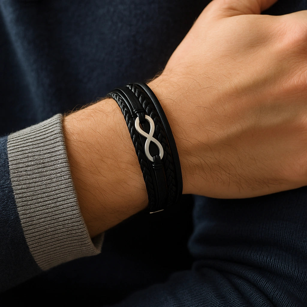 Infinity Leather Cuff Bracelet