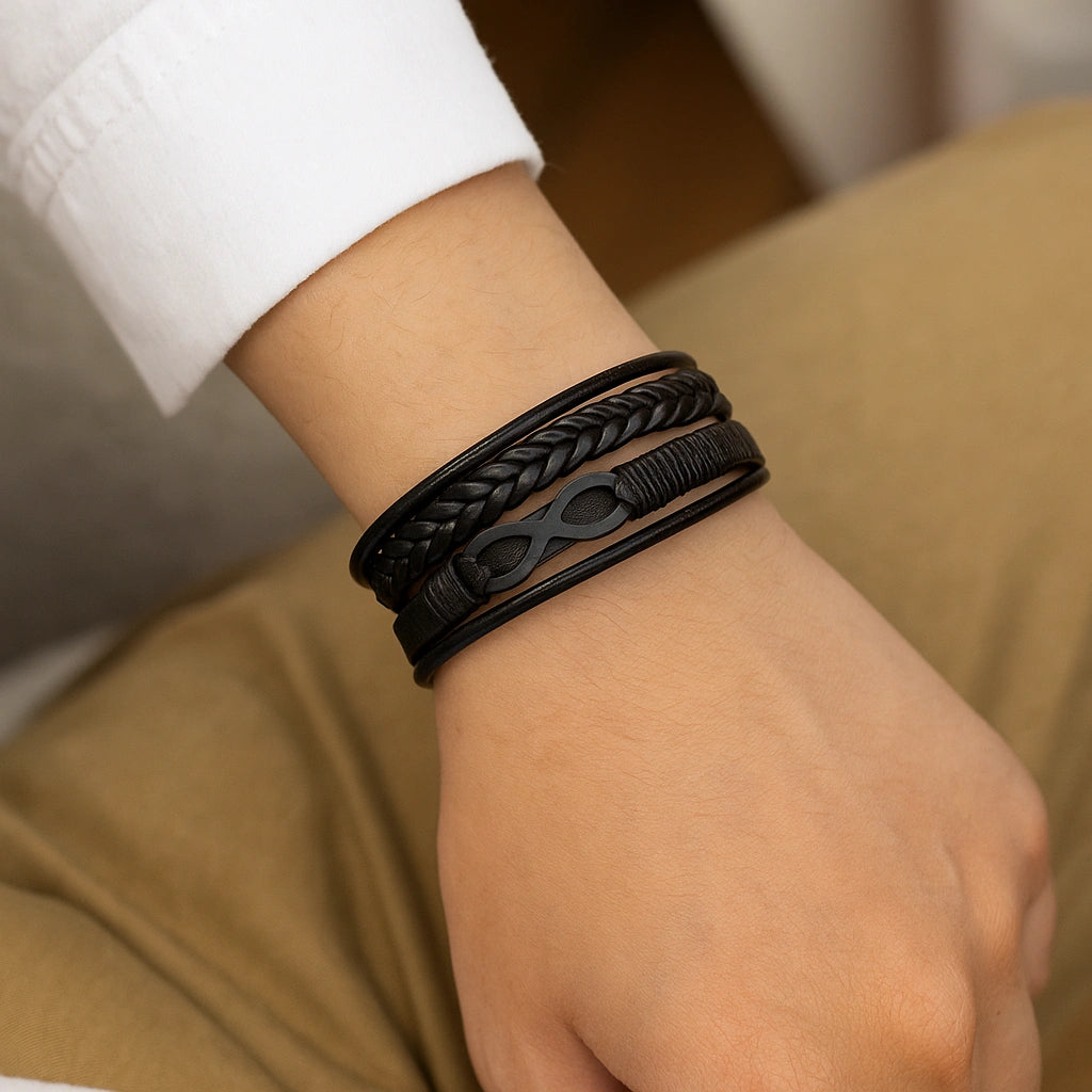 Infinity Leather Cuff Bracelet