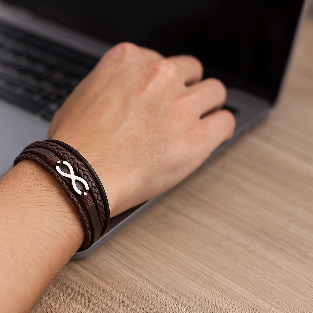 Infinity Leather Cuff Bracelet