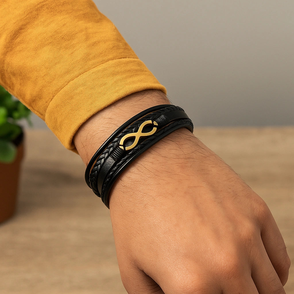 Infinity Leather Cuff Bracelet