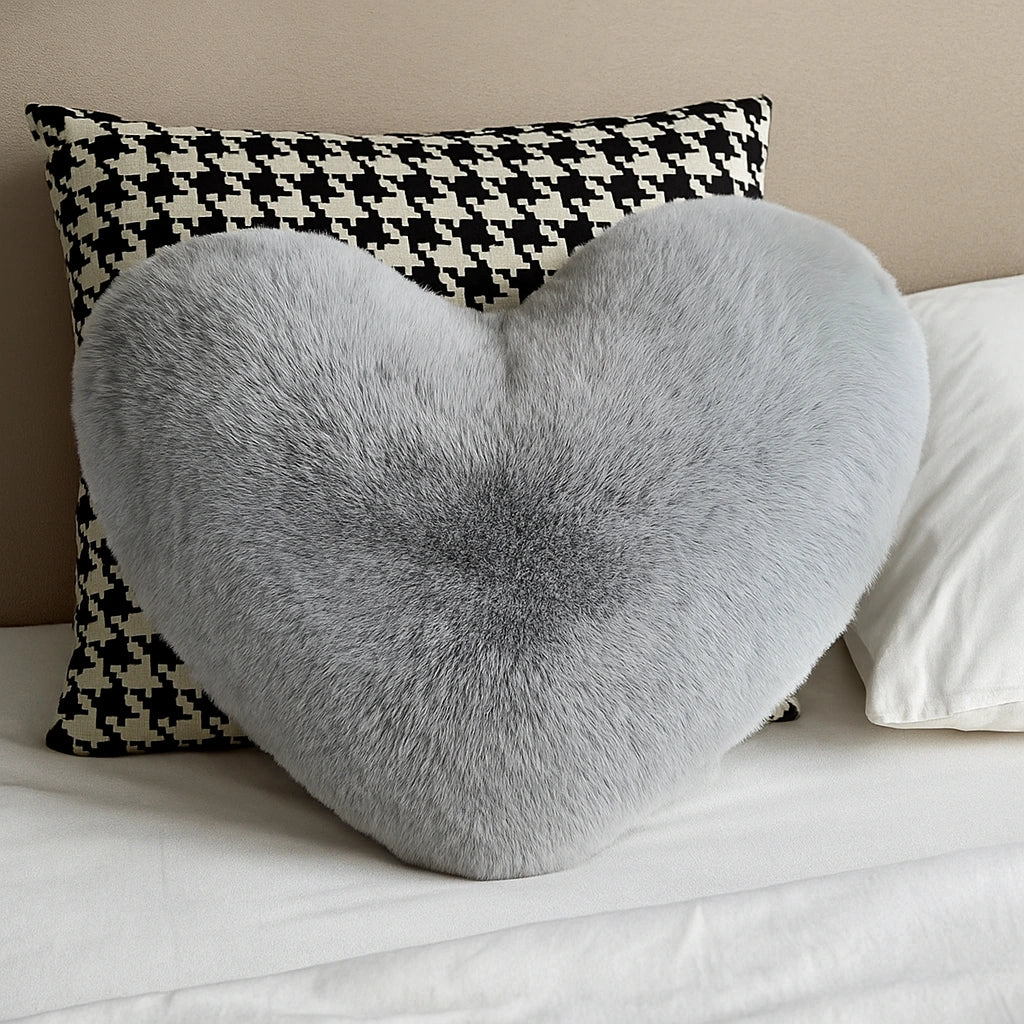 Heart-Shaped Fluffy Pillow