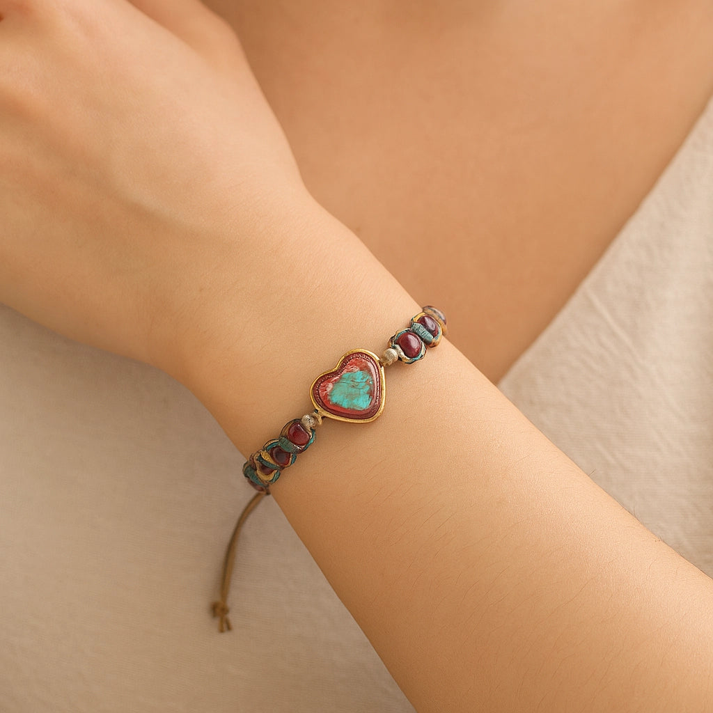 Jasper Heart Handmade Bracelet Set