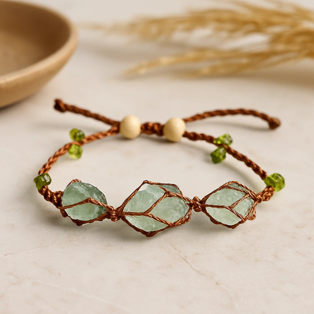 Fluorite Gemstone Jewelry Set