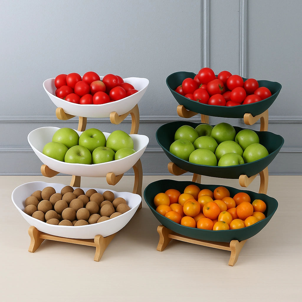 Three-Tier Ceramic Fruit Bowl
