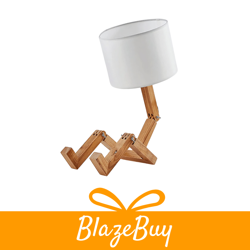 Wooden Robot Table Lamp