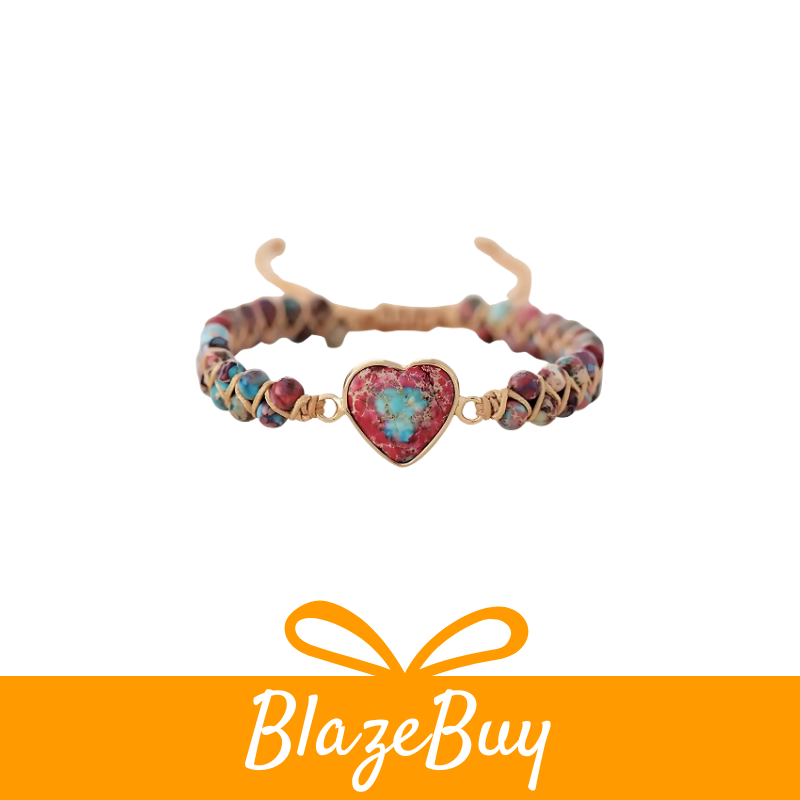 Jasper Heart Handmade Bracelet Set