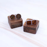 Rustic Walnut Wood Cufflinks Set