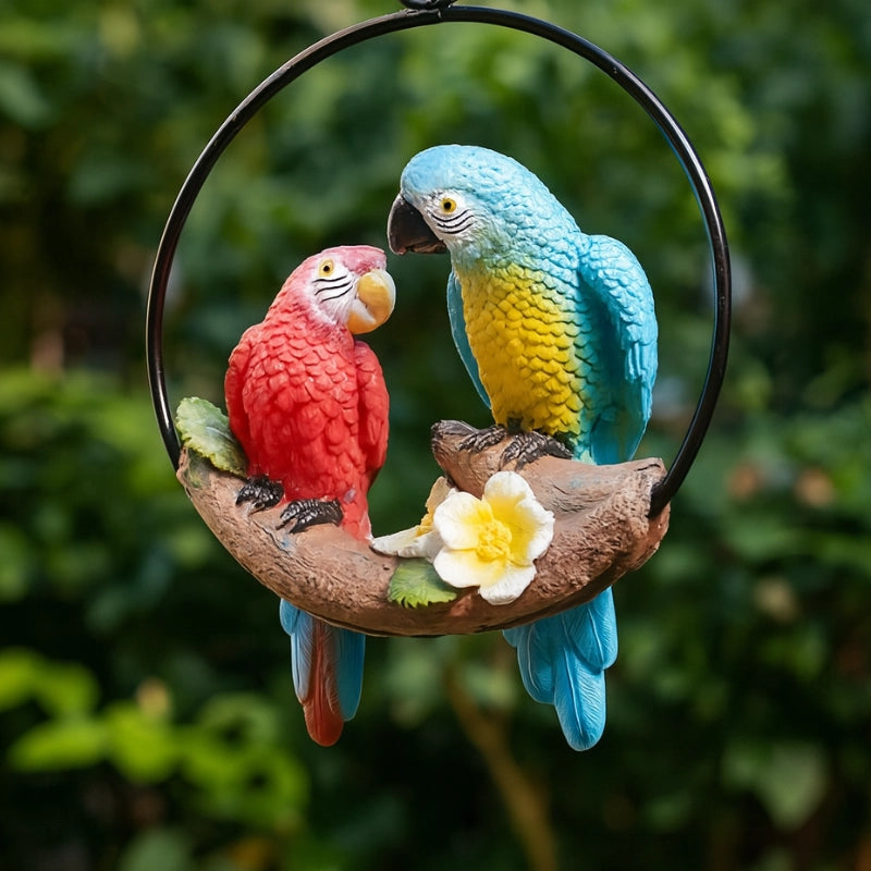 Hanging Parrot Garden Sculpture