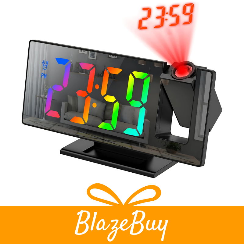 TimeBeam™ Projector Alarm Clock | 180° Ceiling & Wall Projection | LED ...