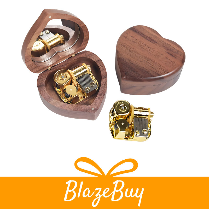 Heart-Shaped Walnut Musical Keepsake