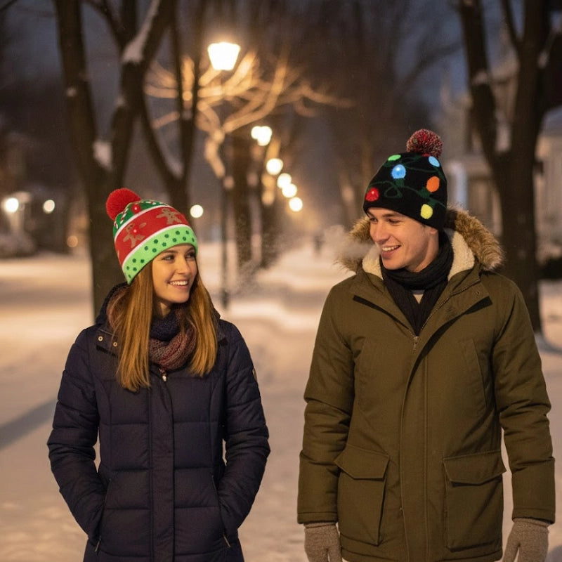 LED Christmas Beanie Duo
