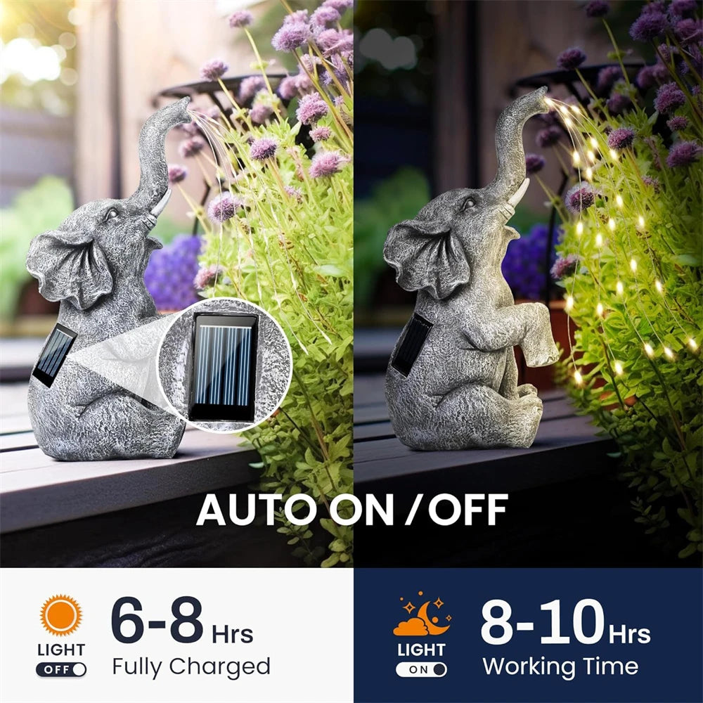 Solar Elephant Garden Statue