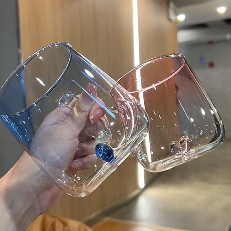 3D Heart Design Glass Cup
