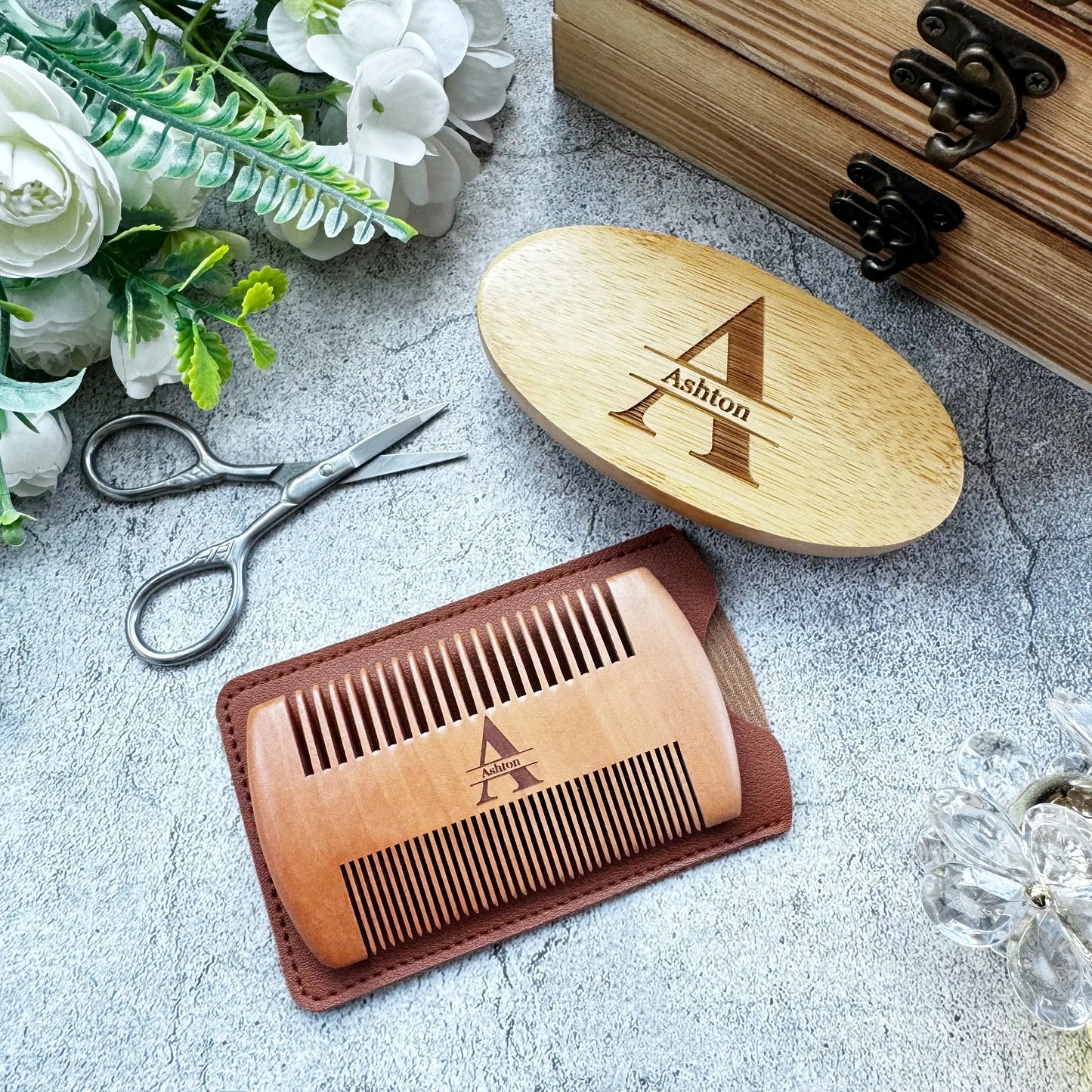 Beard Brush & Dual Comb Set