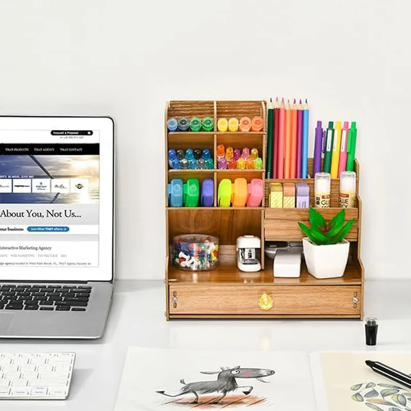 Wooden Desk Organizer Set